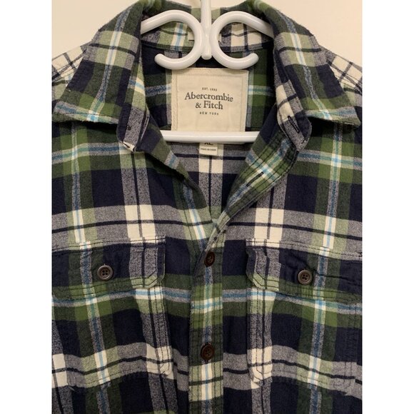 Abercrombie & Fitch Muscle Plaid Long Sleeve Soft Flannel Button Up Shirt XL Y2K - Picture 2 of 8
